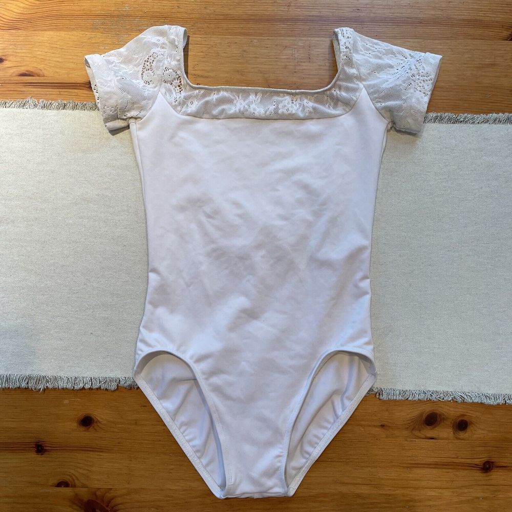 Ainsliewear 114KL Lace Leotard Kara Lace Cap Sleeve Sz M